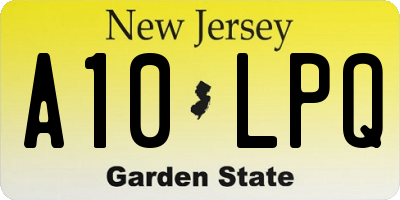 NJ license plate A10LPQ