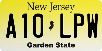 NJ license plate A10LPW