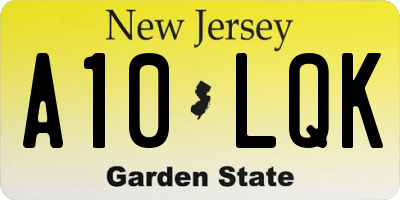 NJ license plate A10LQK