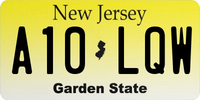 NJ license plate A10LQW