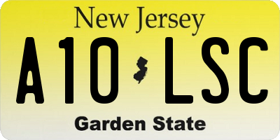 NJ license plate A10LSC