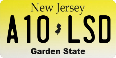 NJ license plate A10LSD