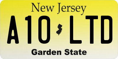 NJ license plate A10LTD