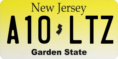 NJ license plate A10LTZ