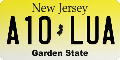 NJ license plate A10LUA