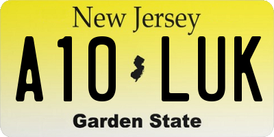 NJ license plate A10LUK