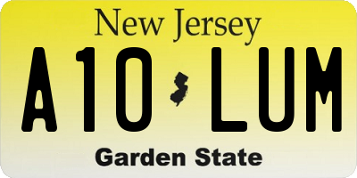 NJ license plate A10LUM