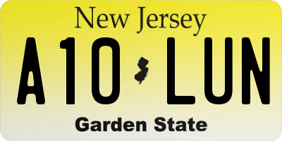 NJ license plate A10LUN