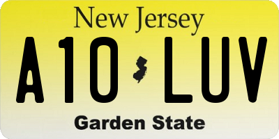 NJ license plate A10LUV