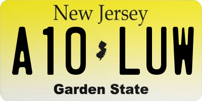 NJ license plate A10LUW