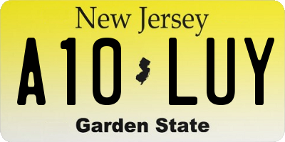 NJ license plate A10LUY