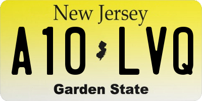 NJ license plate A10LVQ