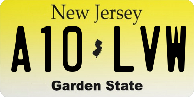 NJ license plate A10LVW