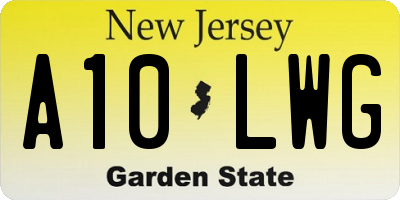 NJ license plate A10LWG