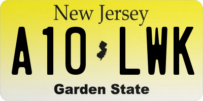 NJ license plate A10LWK