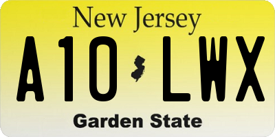 NJ license plate A10LWX