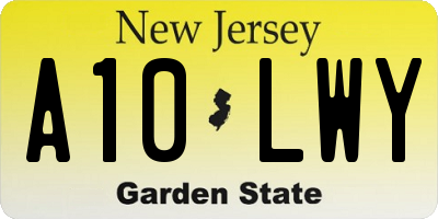 NJ license plate A10LWY