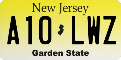 NJ license plate A10LWZ