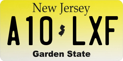 NJ license plate A10LXF