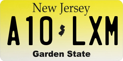 NJ license plate A10LXM