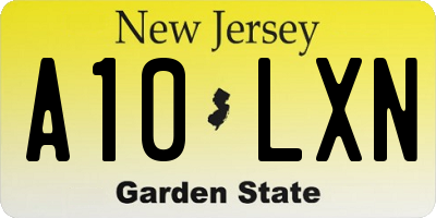 NJ license plate A10LXN