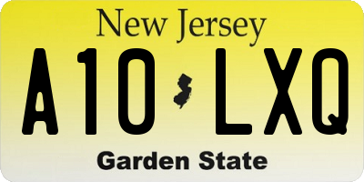 NJ license plate A10LXQ