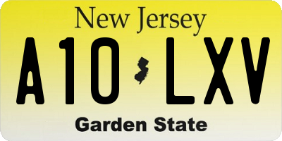 NJ license plate A10LXV