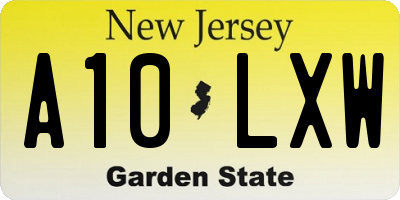 NJ license plate A10LXW