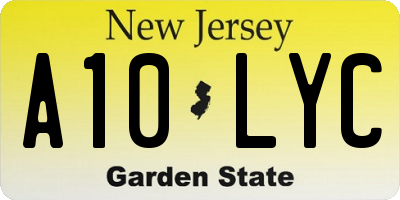 NJ license plate A10LYC