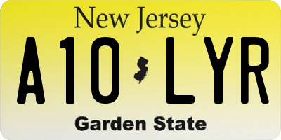 NJ license plate A10LYR