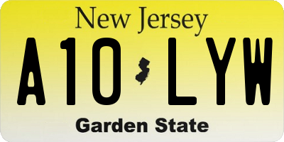 NJ license plate A10LYW