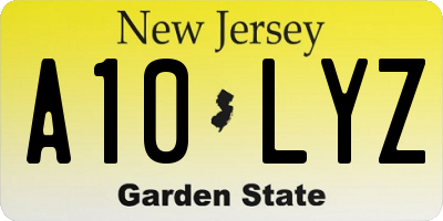 NJ license plate A10LYZ