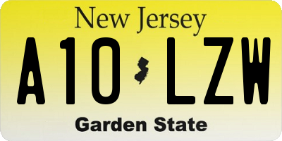 NJ license plate A10LZW