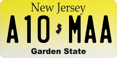 NJ license plate A10MAA