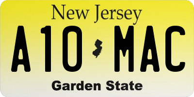 NJ license plate A10MAC