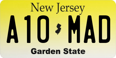 NJ license plate A10MAD