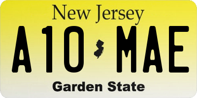 NJ license plate A10MAE