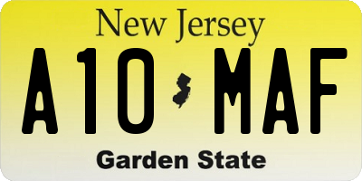 NJ license plate A10MAF