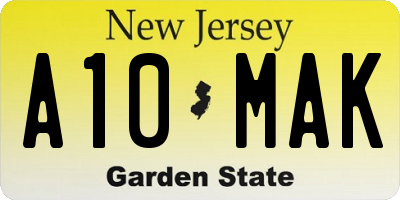 NJ license plate A10MAK