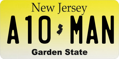 NJ license plate A10MAN