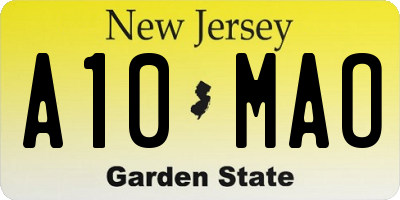 NJ license plate A10MAO