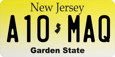 NJ license plate A10MAQ