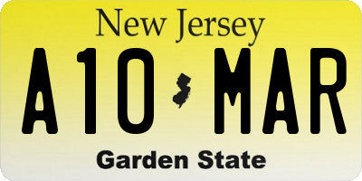 NJ license plate A10MAR