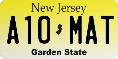 NJ license plate A10MAT