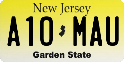 NJ license plate A10MAU