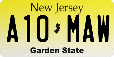 NJ license plate A10MAW