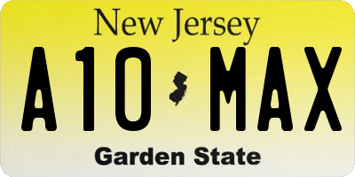 NJ license plate A10MAX