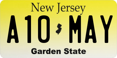 NJ license plate A10MAY