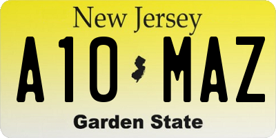 NJ license plate A10MAZ