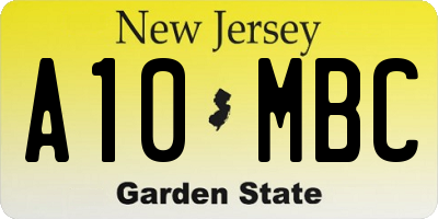 NJ license plate A10MBC